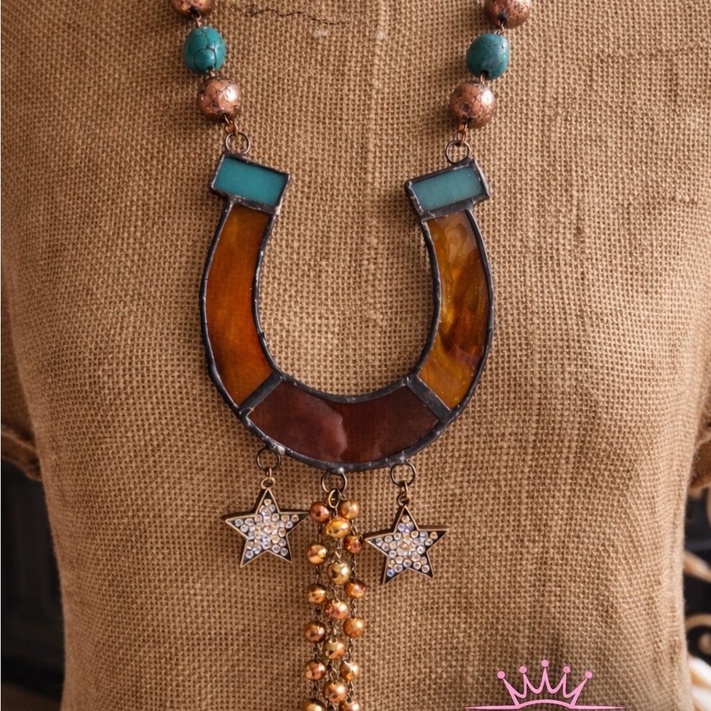 Handmade Horseshoe Stain Glass Necklace Gypsy South